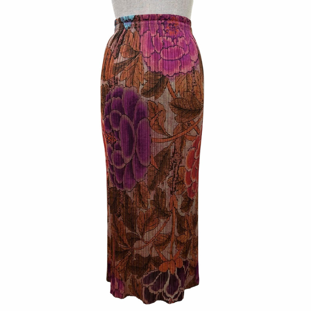 Great PLEATS PLEASE Long skirt Floral design, long length 2 PP84-JG713