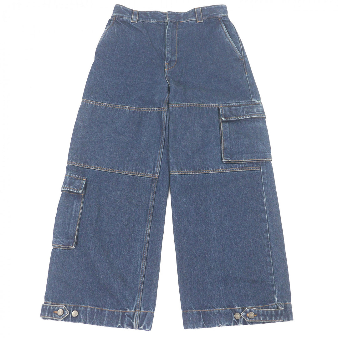 Excellent GUCCI Denim pants Distressed, label-covered cargo cotton jeans