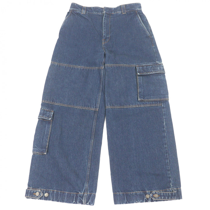 Excellent GUCCI Denim pants Distressed, label-covered cargo cotton jeans