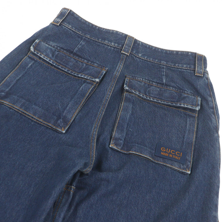 Excellent GUCCI Denim pants Distressed, label-covered cargo cotton jeans
