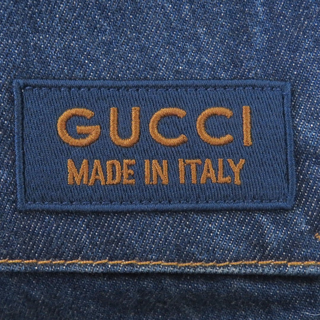 Excellent GUCCI Denim pants Distressed, label-covered cargo cotton jeans
