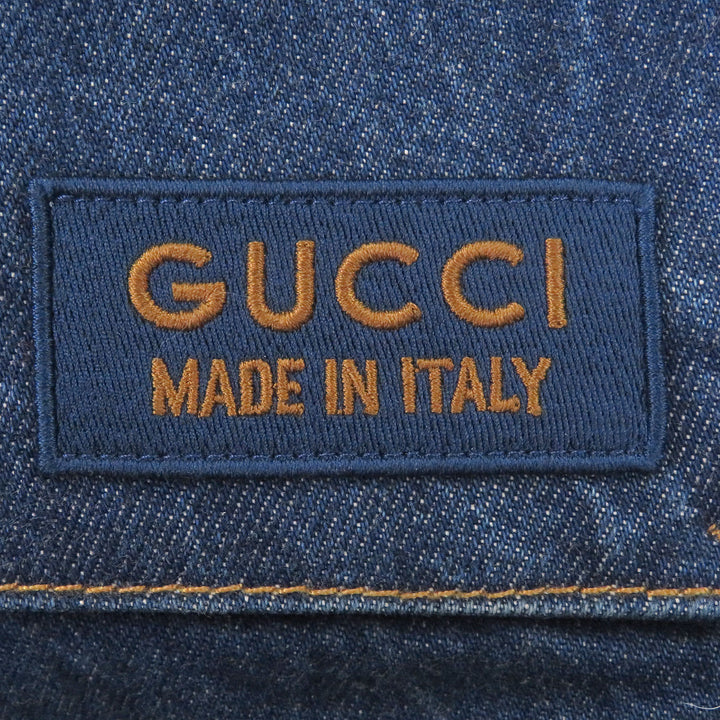 Excellent GUCCI Denim pants Distressed, label-covered cargo cotton jeans