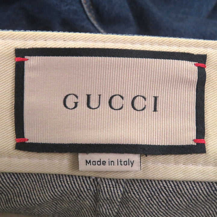 Excellent GUCCI Denim pants Distressed, label-covered cargo cotton jeans