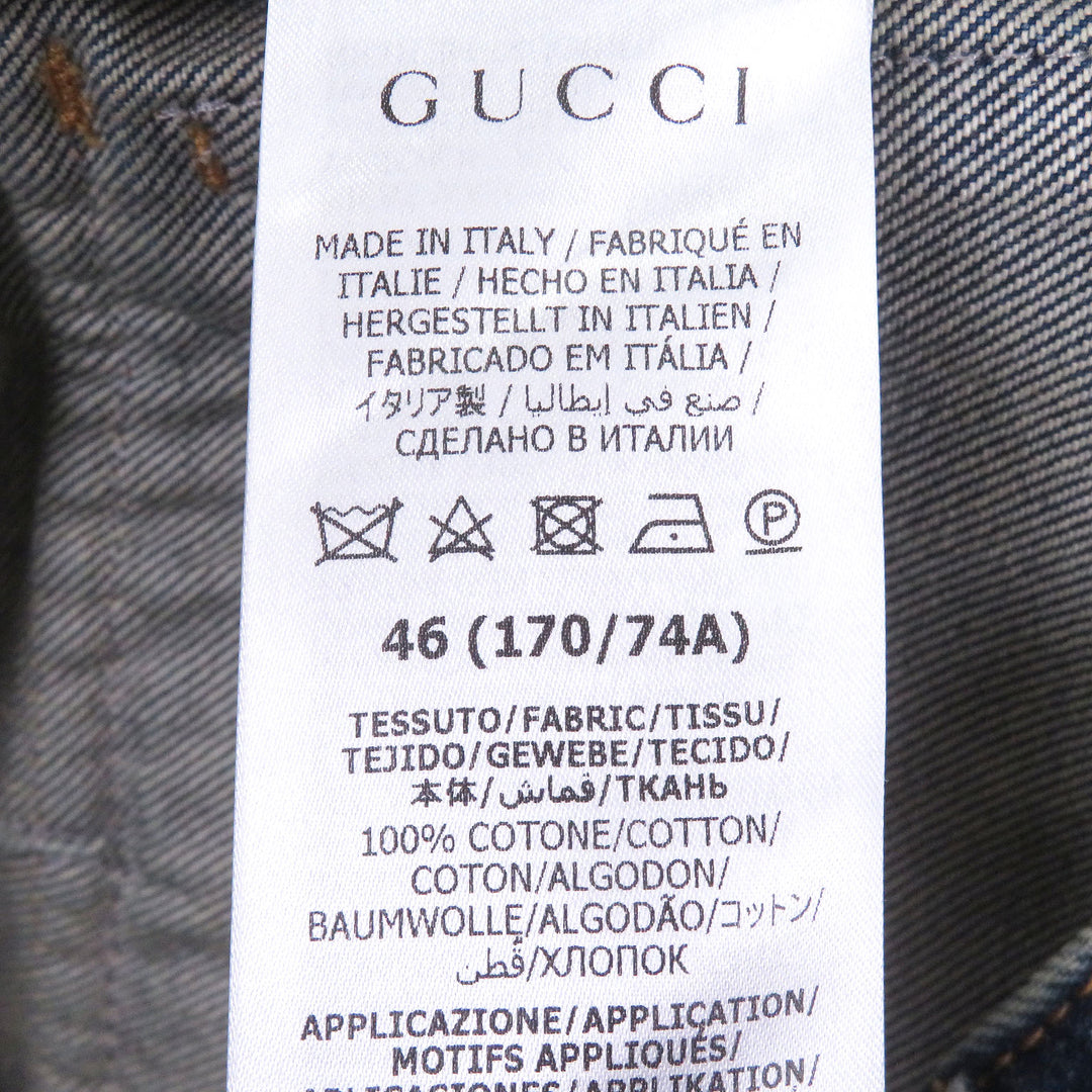 Excellent GUCCI Denim pants Distressed, label-covered cargo cotton jeans