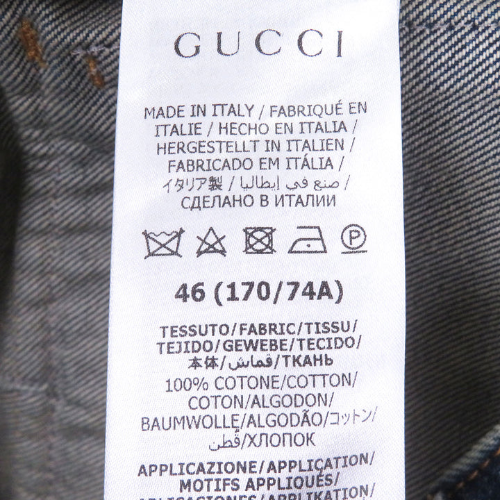 Excellent GUCCI Denim pants Distressed, label-covered cargo cotton jeans