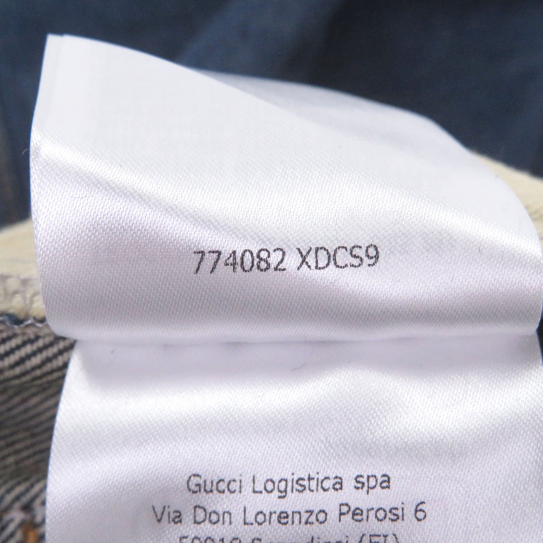 Excellent GUCCI Denim pants Distressed, label-covered cargo cotton jeans