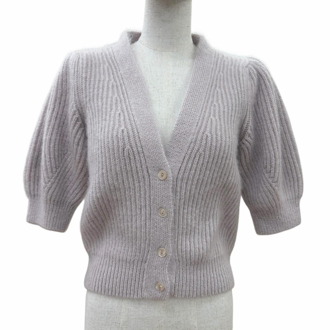 Excellent CELINE cardigan Short Sleeve Knit purple mohair Women M 2A60X377N