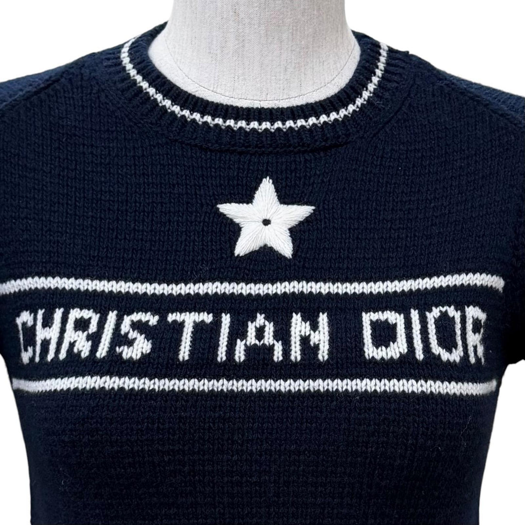 Excellent Christian Dior Short sleeve knit Logo design wool 38 224S09AM308