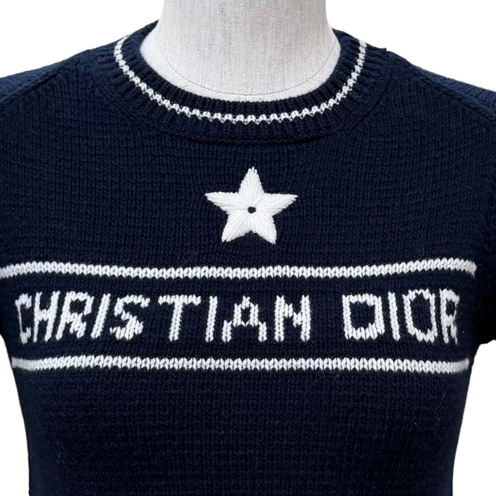 Excellent Christian Dior Short sleeve knit Logo design wool 38 224S09AM308