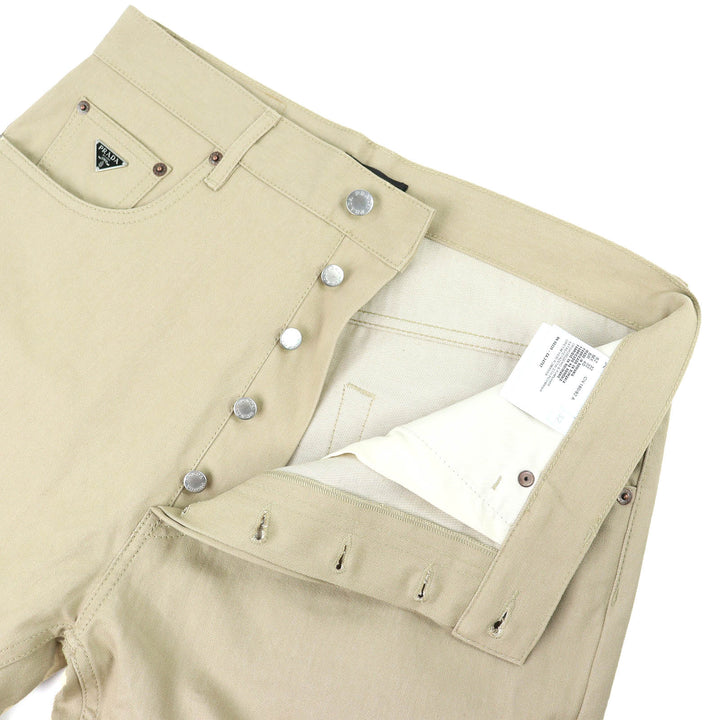 Great PRADA Denim pants Triangle logo, 5 pockets, button fly beige 32 GEP374