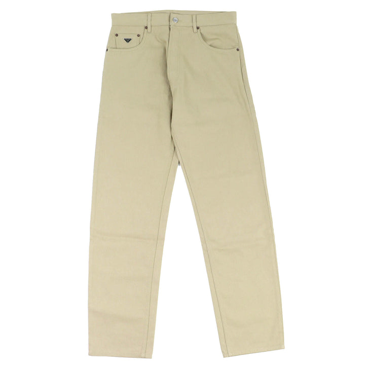 Great PRADA Denim pants Triangle logo, 5 pockets, button fly beige 32 GEP374