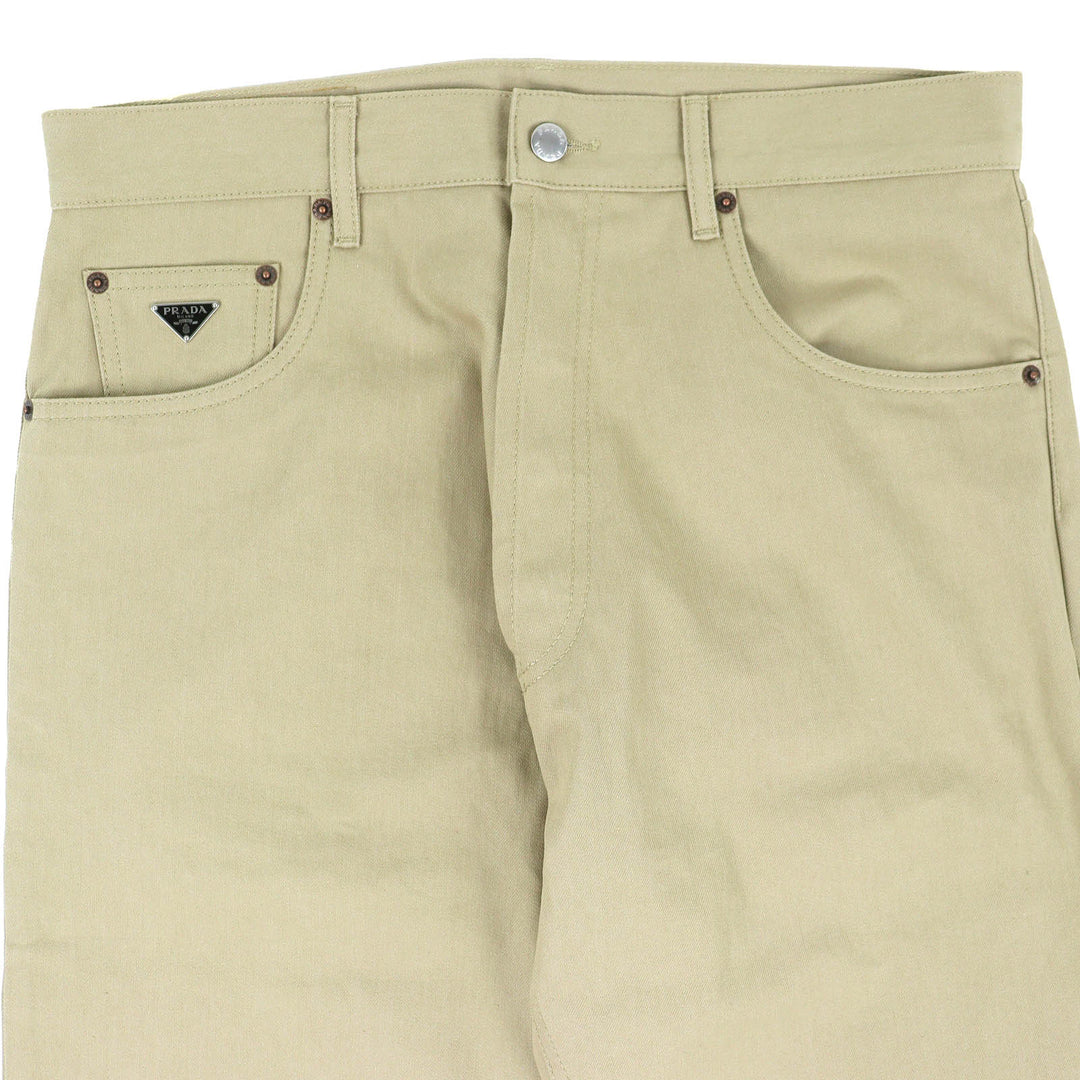 Great PRADA Denim pants Triangle logo, 5 pockets, button fly beige 32 GEP374
