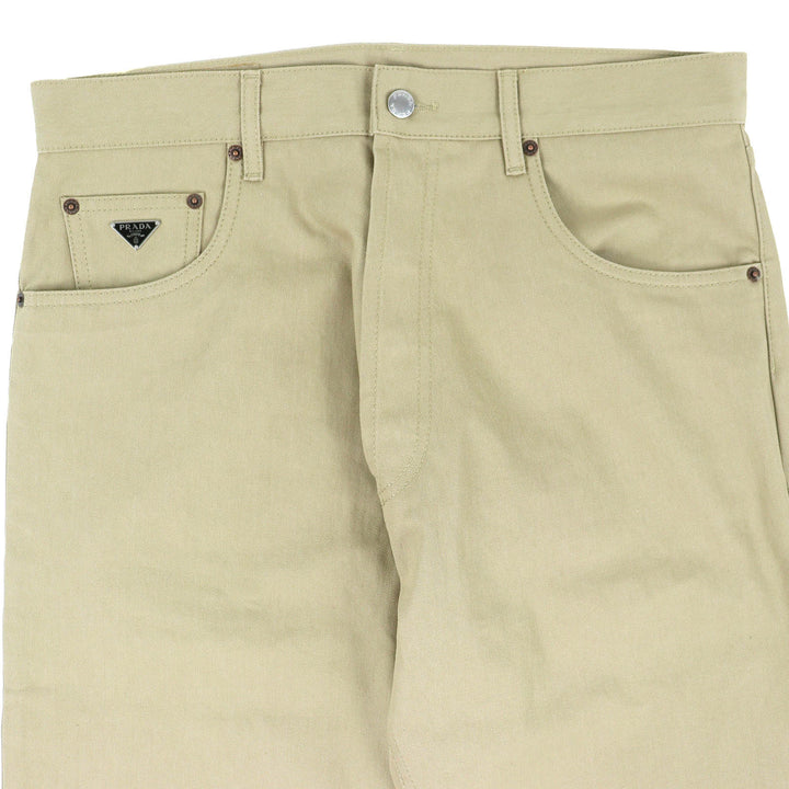 Great PRADA Denim pants Triangle logo, 5 pockets, button fly beige 32 GEP374