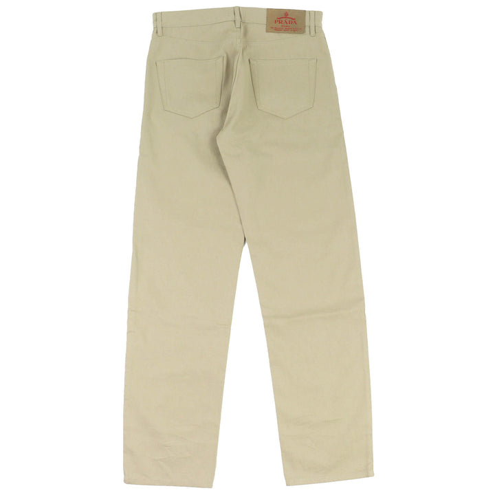 Great PRADA Denim pants Triangle logo, 5 pockets, button fly beige 32 GEP374