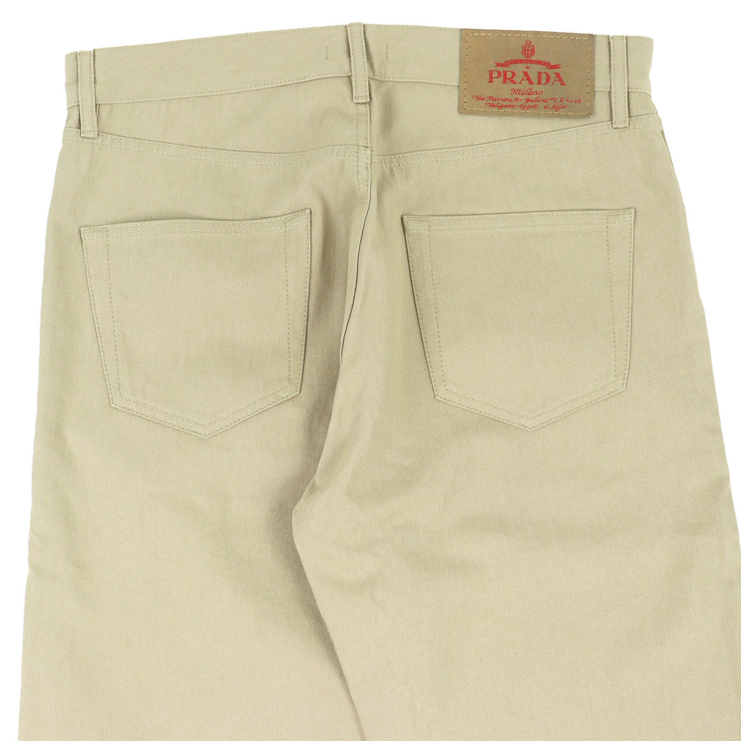 Great PRADA Denim pants Triangle logo, 5 pockets, button fly beige 32 GEP374