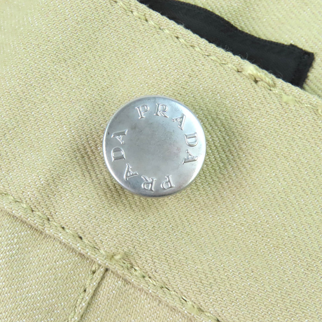Great PRADA Denim pants Triangle logo, 5 pockets, button fly beige 32 GEP374