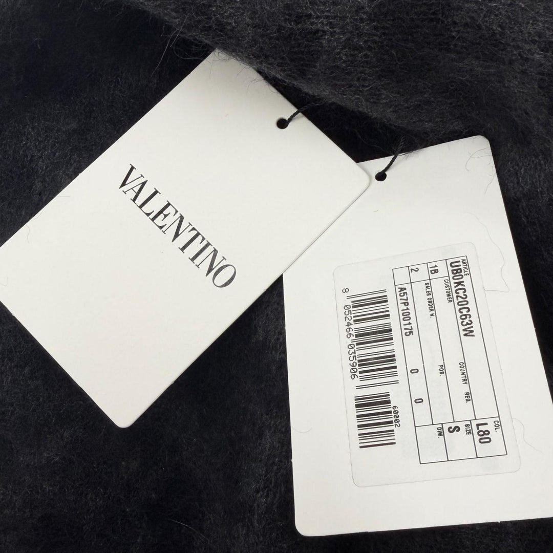 Pristine VALENTINO Best Leopard Pattern V-Neck Knit black mohair