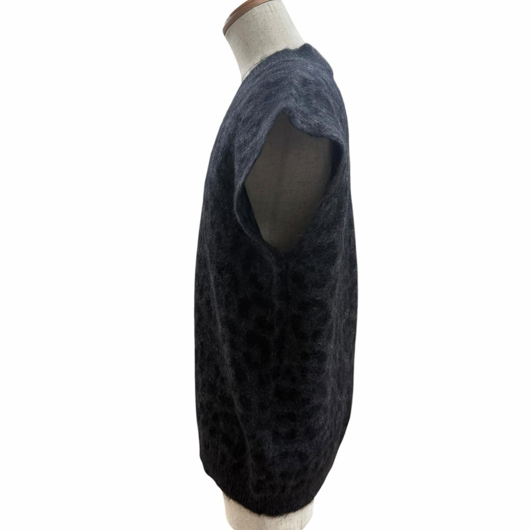 Pristine VALENTINO Best Leopard Pattern V-Neck Knit black mohair
