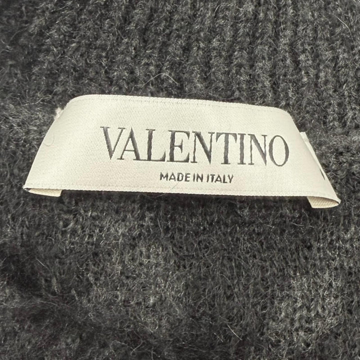 Pristine VALENTINO Best Leopard Pattern V-Neck Knit black mohair