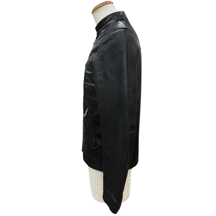 Great CINQUAΝΤΑ Leather jacket black Sheep leather mens 48 H-502