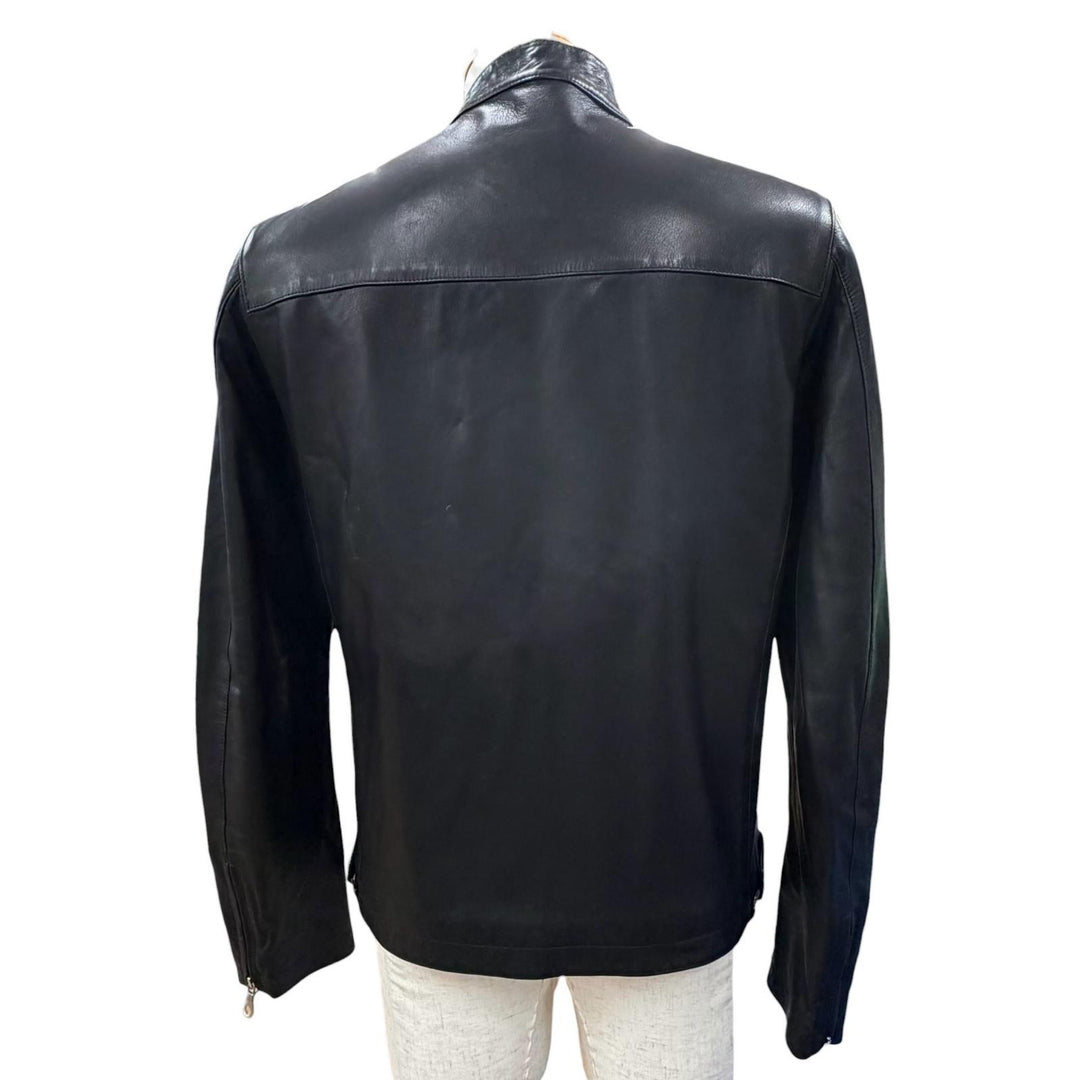 Great CINQUAΝΤΑ Leather jacket black Sheep leather mens 48 H-502