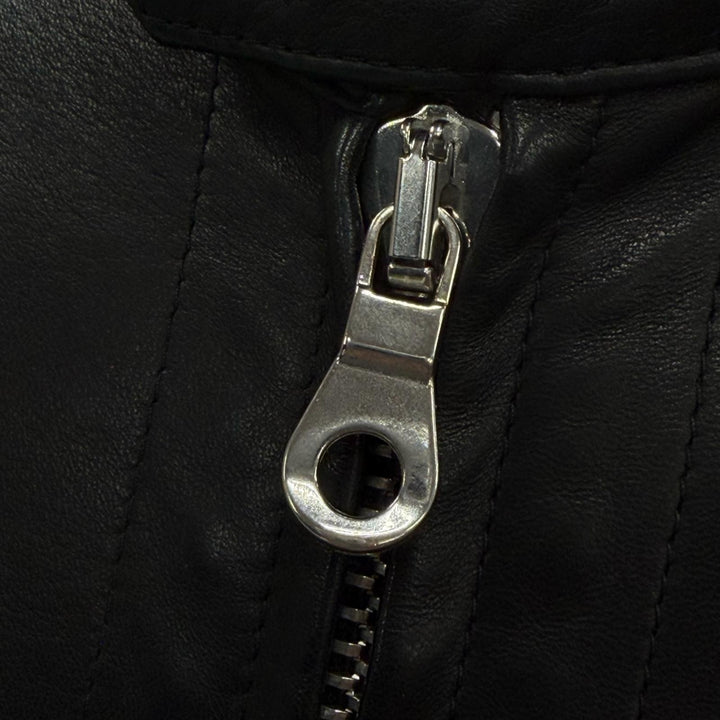 Great CINQUAΝΤΑ Leather jacket black Sheep leather mens 48 H-502