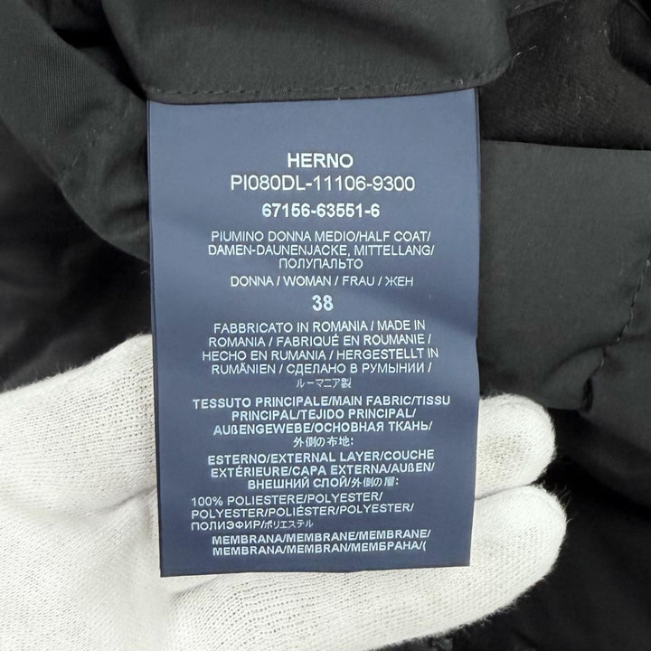 Excellent Herno down coat Laminar Hooded Logo ZIP black polyester 38 PI080DL