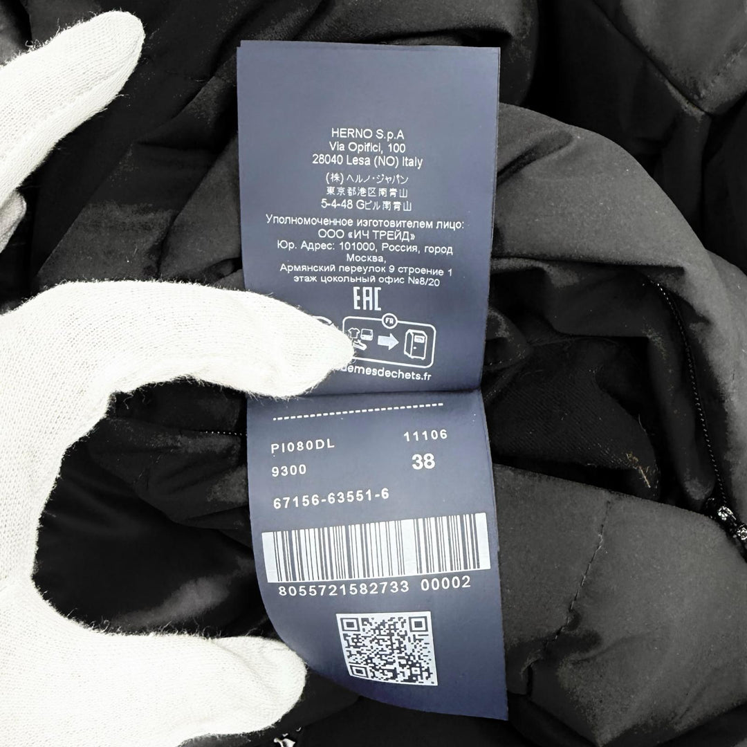 Excellent Herno down coat Laminar Hooded Logo ZIP black polyester 38 PI080DL