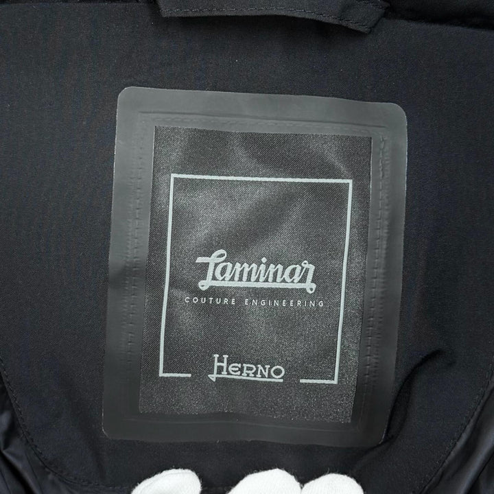 Excellent Herno down coat Laminar Hooded Logo ZIP black polyester 38 PI080DL