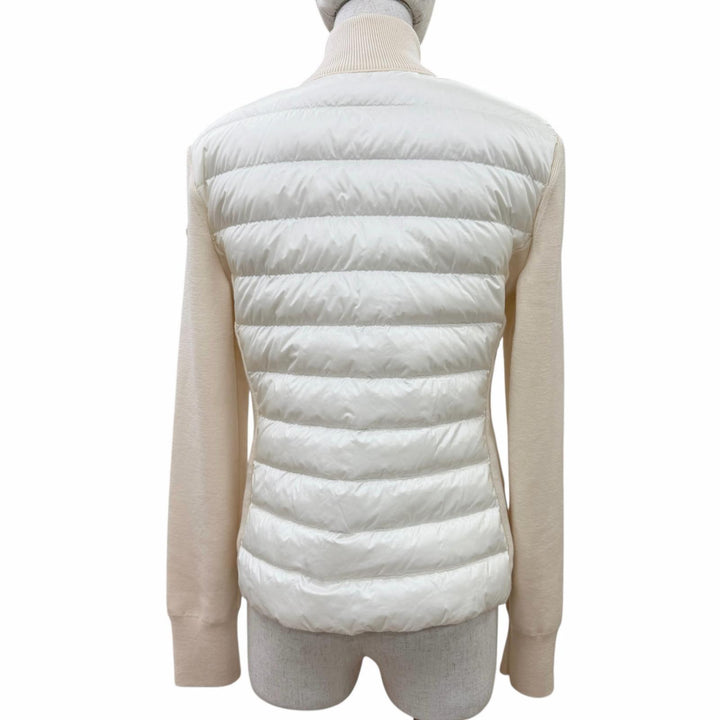 Excellent MONCLER Down jacket Logo patch knit design white Nylon Women XS