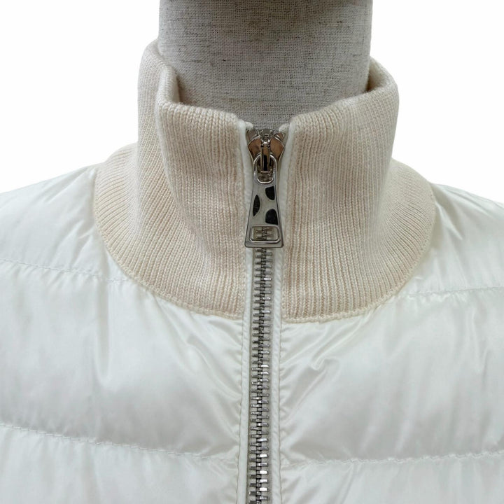 Excellent MONCLER Down jacket Logo patch knit design white Nylon Women XS