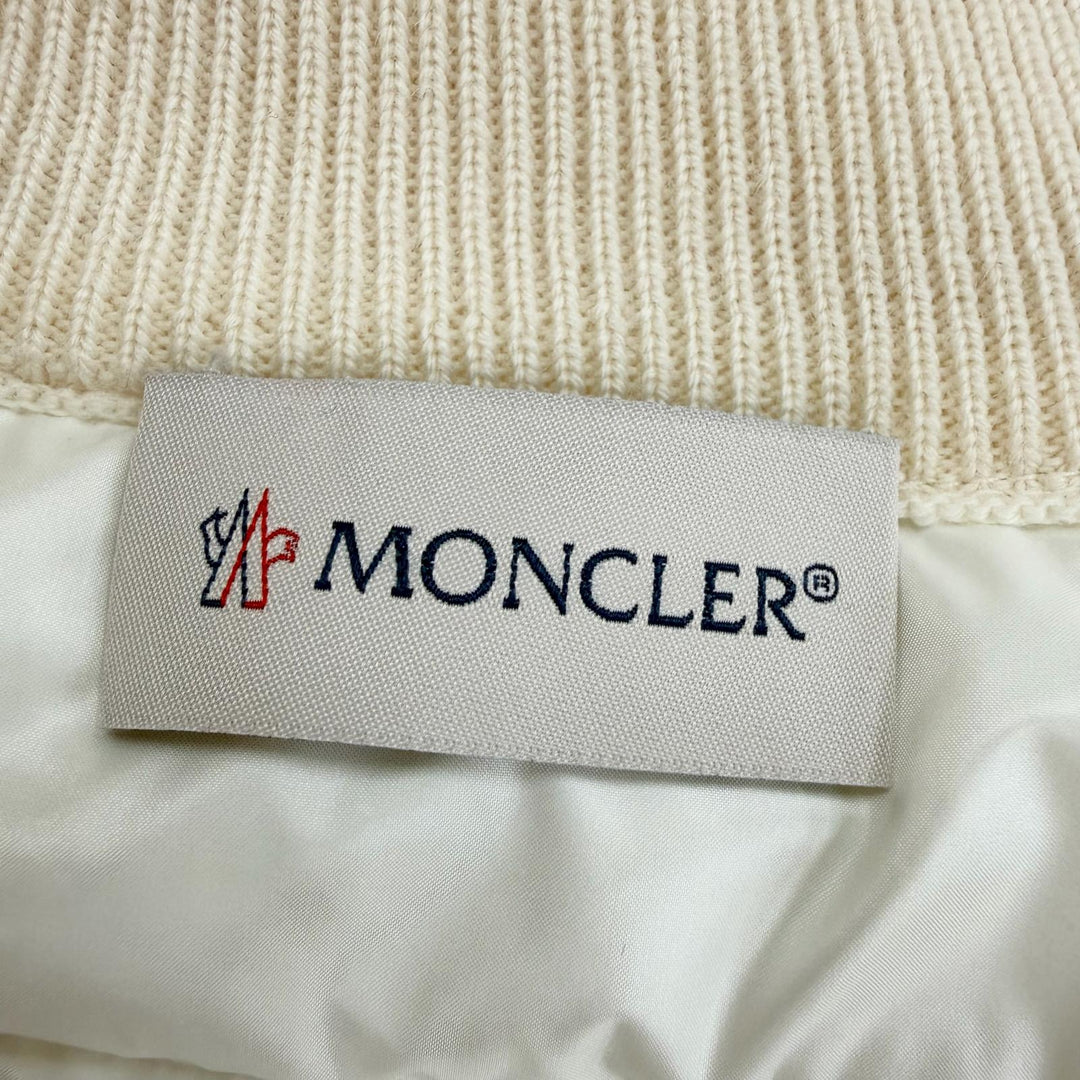 Excellent MONCLER Down jacket Logo patch knit design white Nylon Women XS