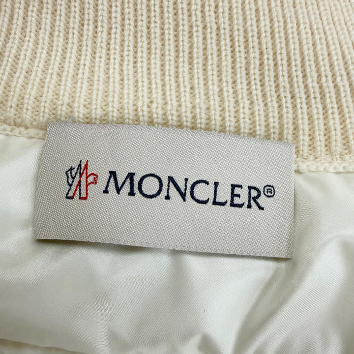 Excellent MONCLER Down jacket Logo patch knit design white Nylon Women XS