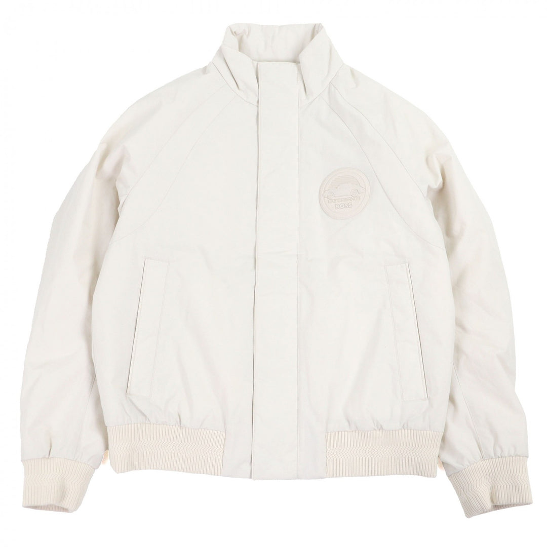Pristine BOSS PORSCHE Bomber jacket Logo patch padded blouson jacket Ivory