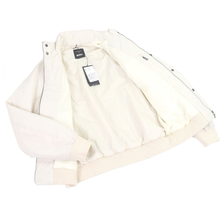 Pristine BOSS PORSCHE Bomber jacket Logo patch padded blouson jacket Ivory