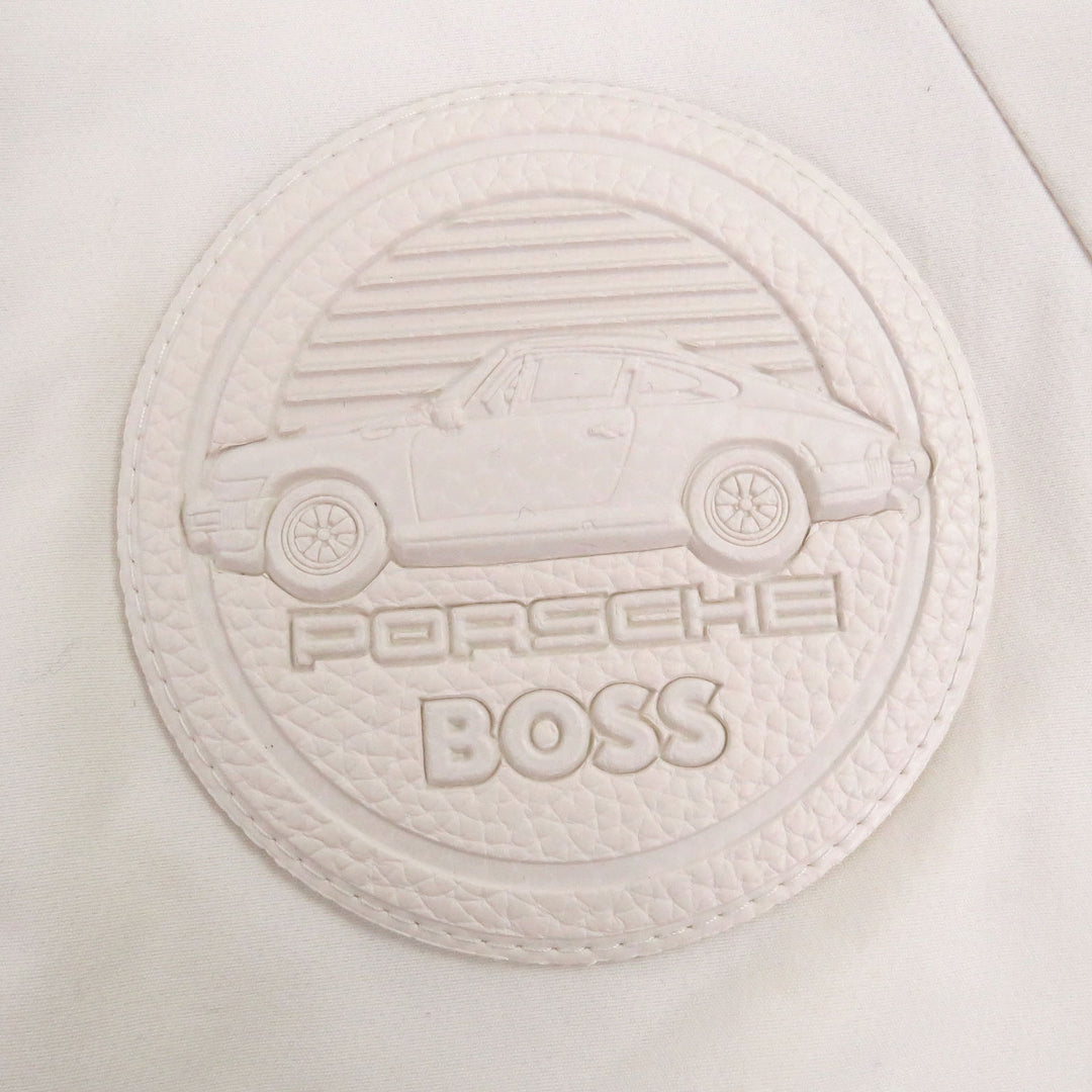 Pristine BOSS PORSCHE Bomber jacket Logo patch padded blouson jacket Ivory