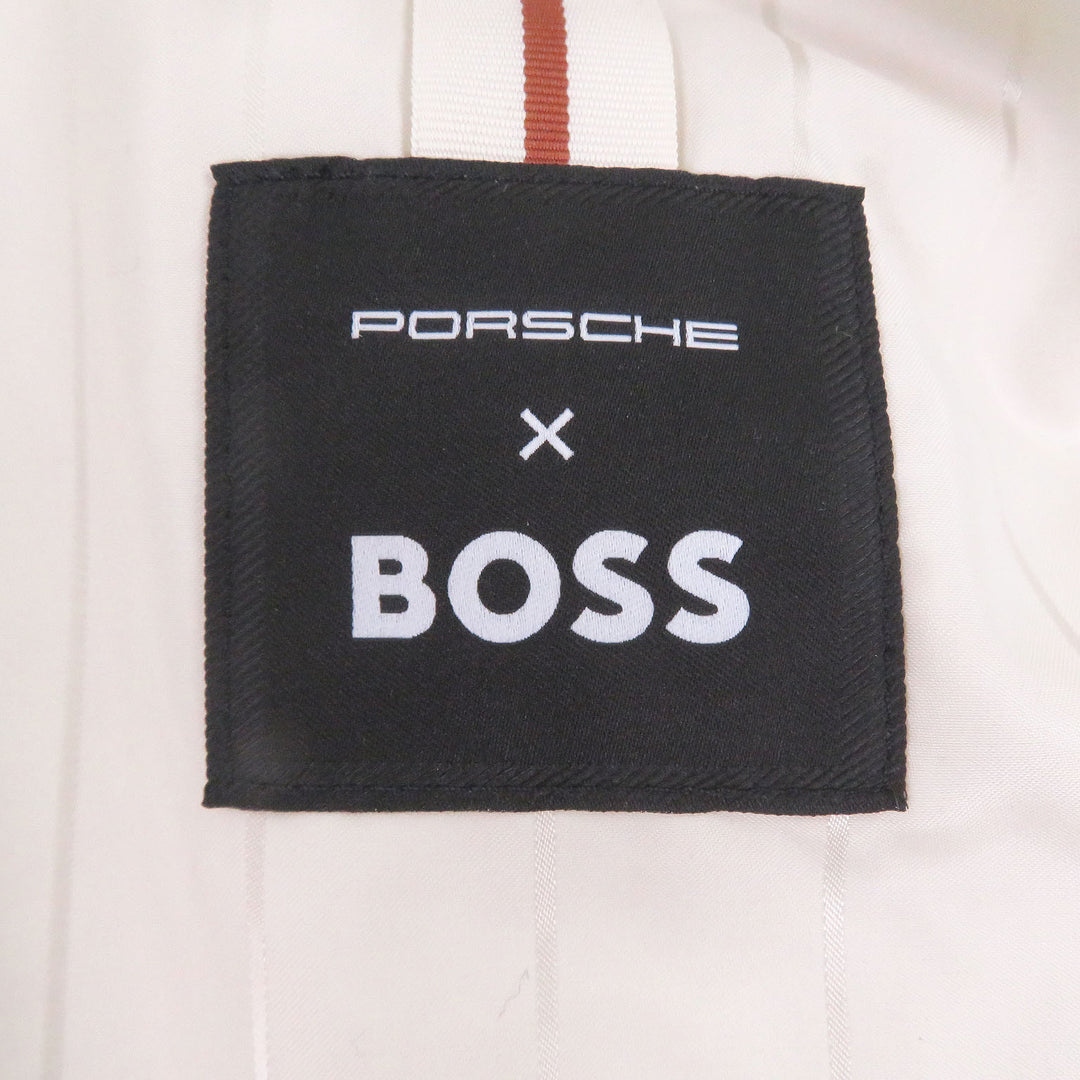 Pristine BOSS PORSCHE Bomber jacket Logo patch padded blouson jacket Ivory
