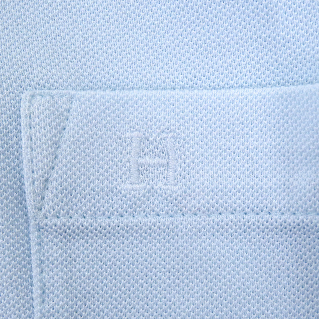 Pristine HERMES Short sleeve polo shirt H logo embroidery Light blue