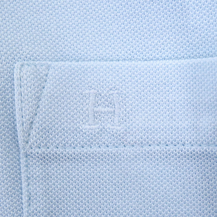 Pristine HERMES Short sleeve polo shirt H logo embroidery Light blue