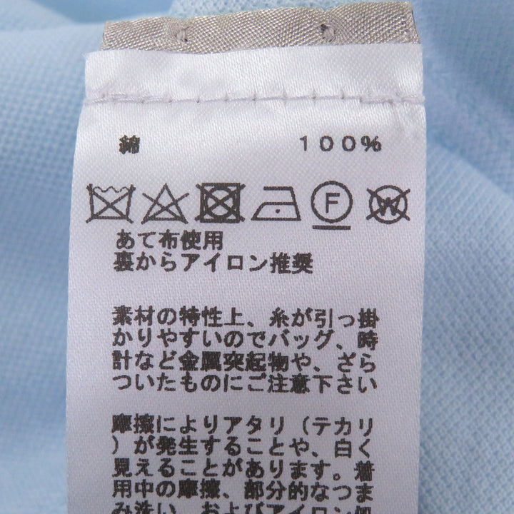 Pristine HERMES Short sleeve polo shirt H logo embroidery Light blue