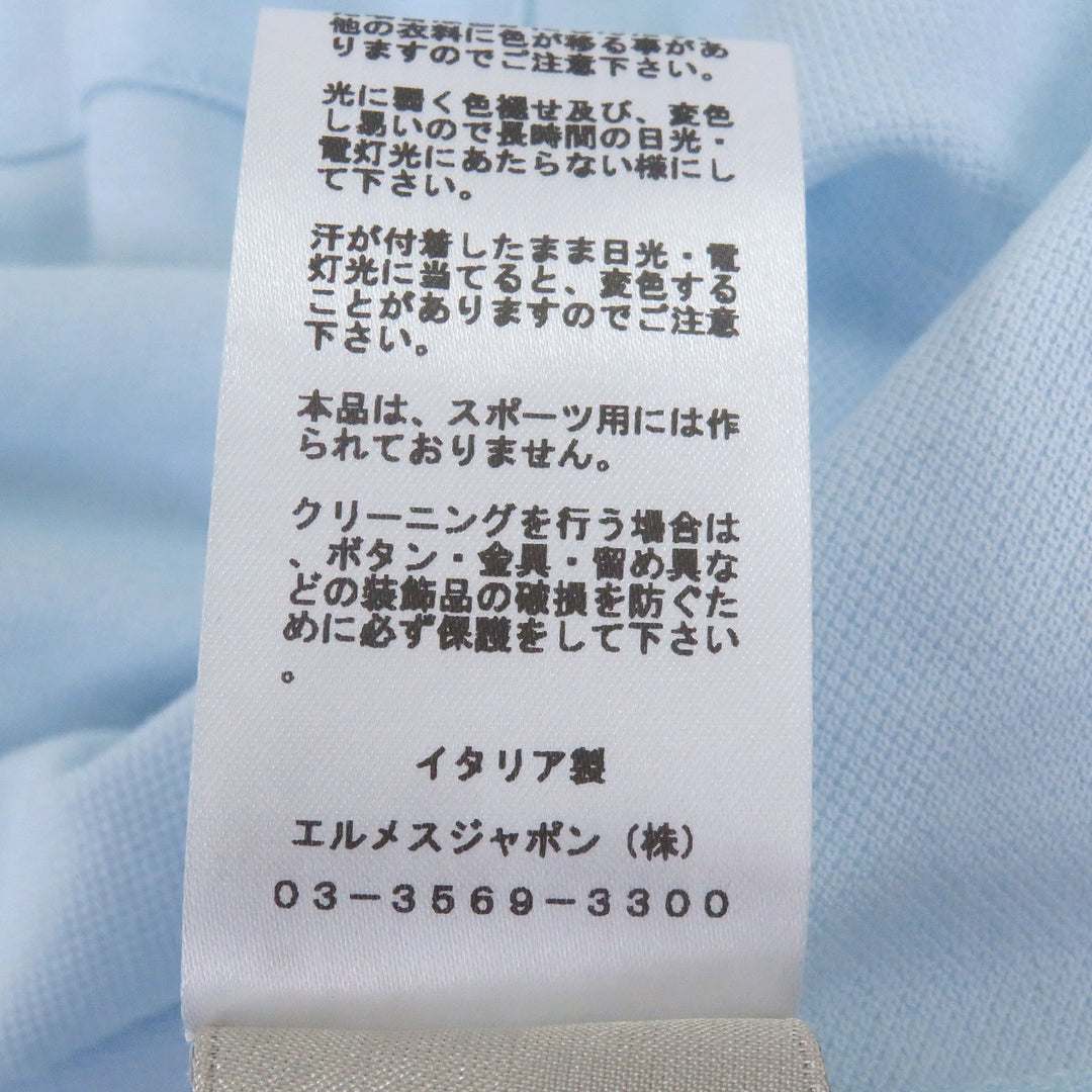 Pristine HERMES Short sleeve polo shirt H logo embroidery Light blue
