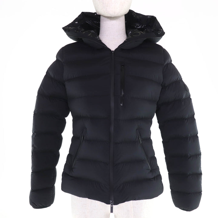 Excellent MONCLER Down jacket HERBE Logo patch and hood black Nylon Women 0