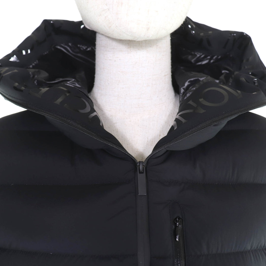 Excellent MONCLER Down jacket HERBE Logo patch and hood black Nylon Women 0