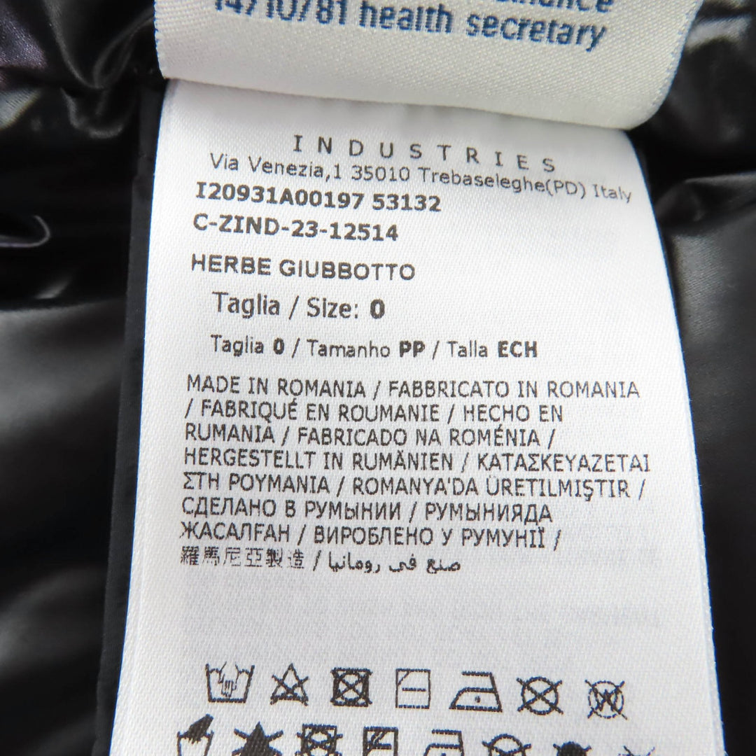 Excellent MONCLER Down jacket HERBE Logo patch and hood black Nylon Women 0