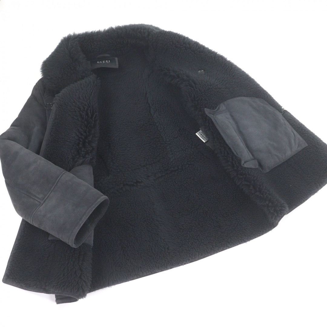 Great GUCCI Mouton coat Toggle button black sheep fur mens