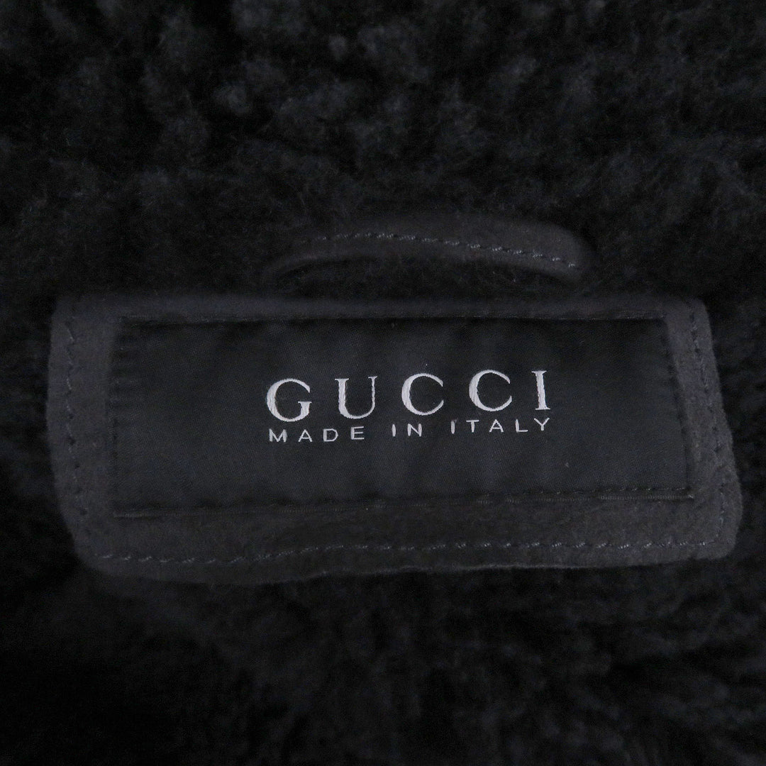 Great GUCCI Mouton coat Toggle button black sheep fur mens