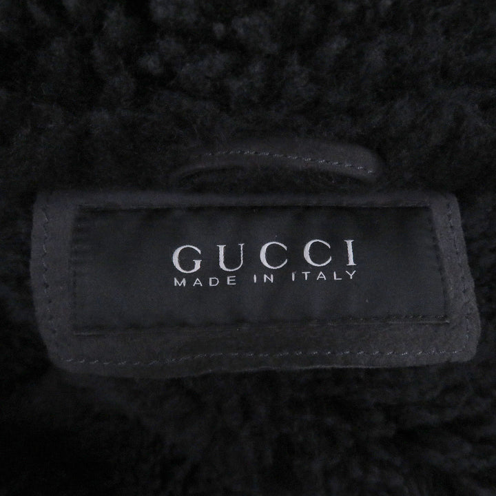 Great GUCCI Mouton coat Toggle button black sheep fur mens