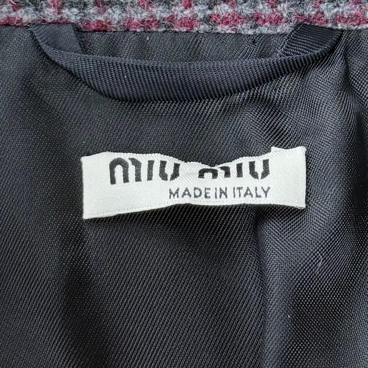 Excellent MIUMIU coat Mix Pattern 3/4 Sleeve Multi Virgin wool Women 40 MS1668