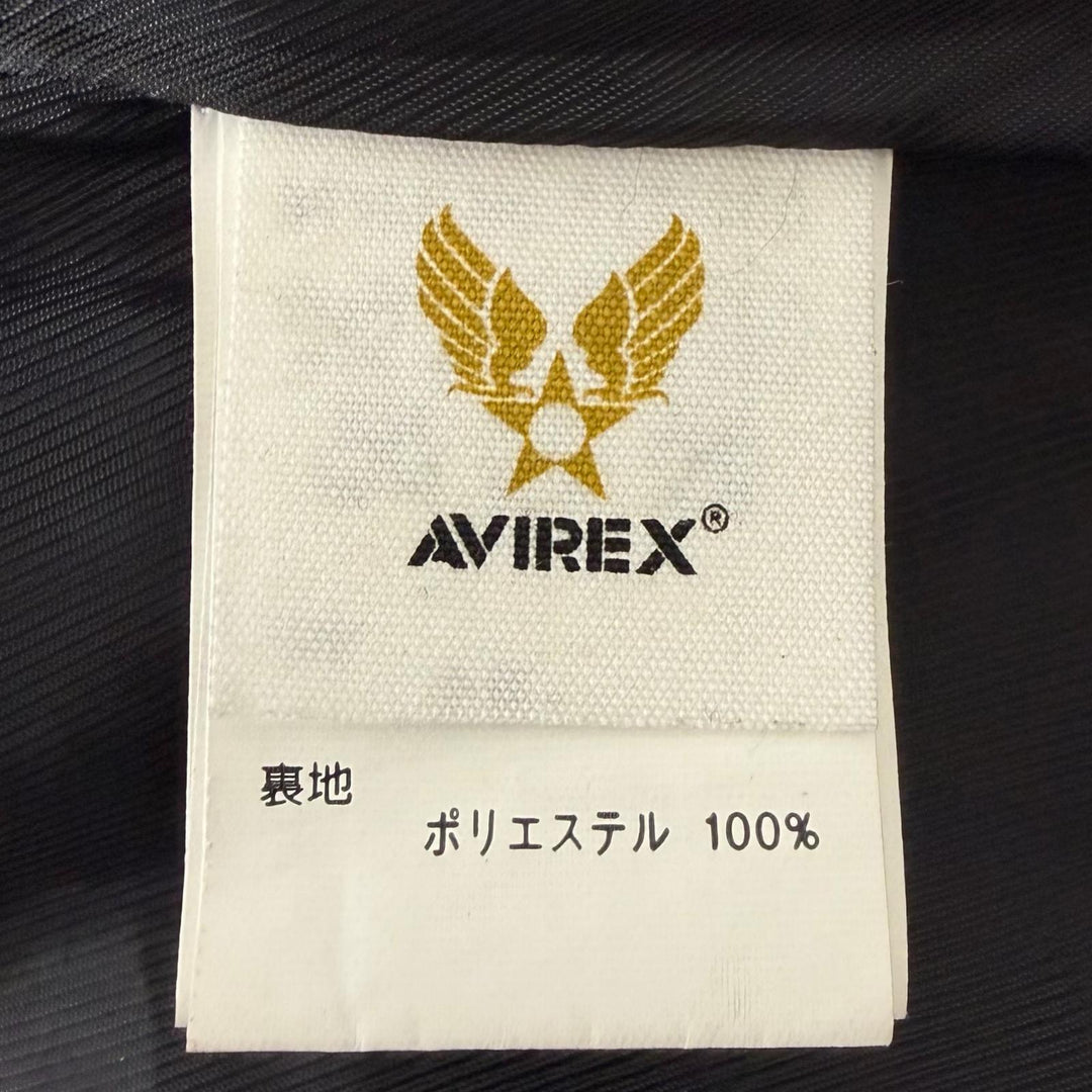 Discounted Very Good AVIREX leather jacket Patch Stand Collar Charcoal