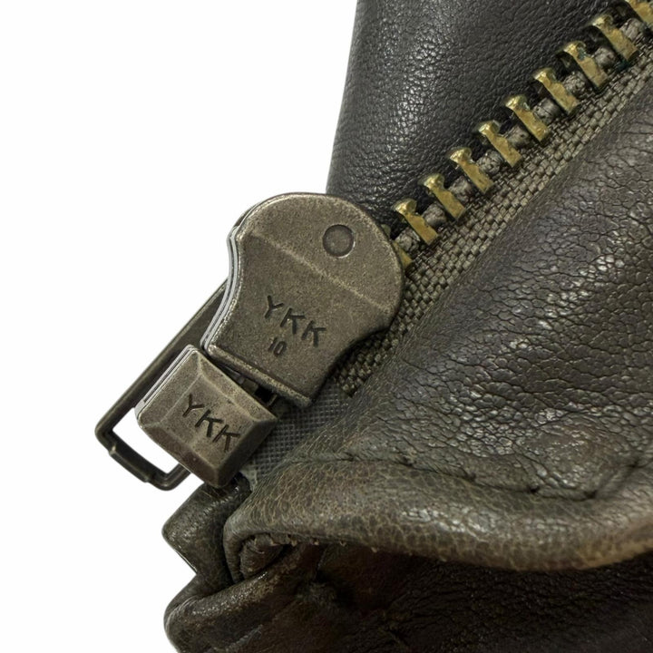 Discounted Very Good AVIREX leather jacket Patch Stand Collar Charcoal